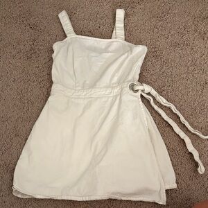 White Denim Romper with Tie